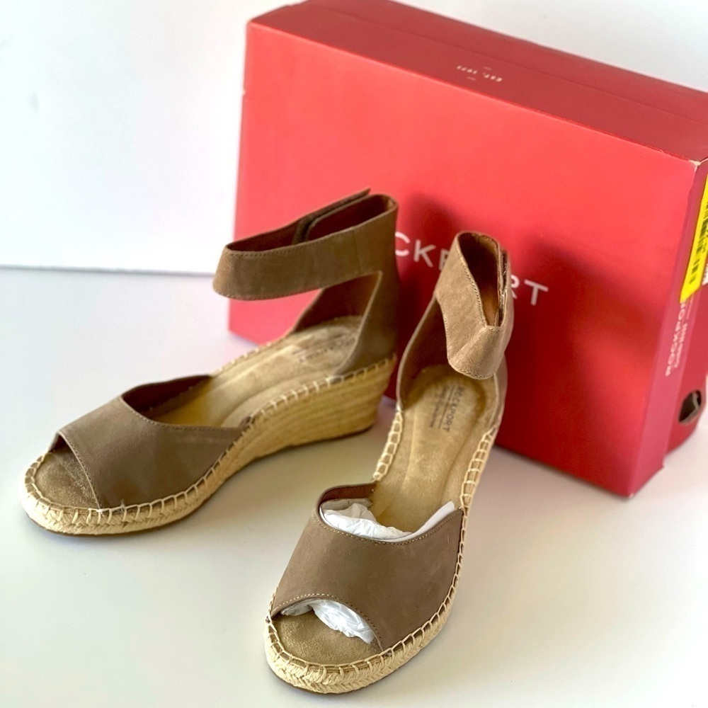 NWT! $120 Rockport Womens Wedge Sandals Platform Heels Kairi Comfort Shoes, 10M